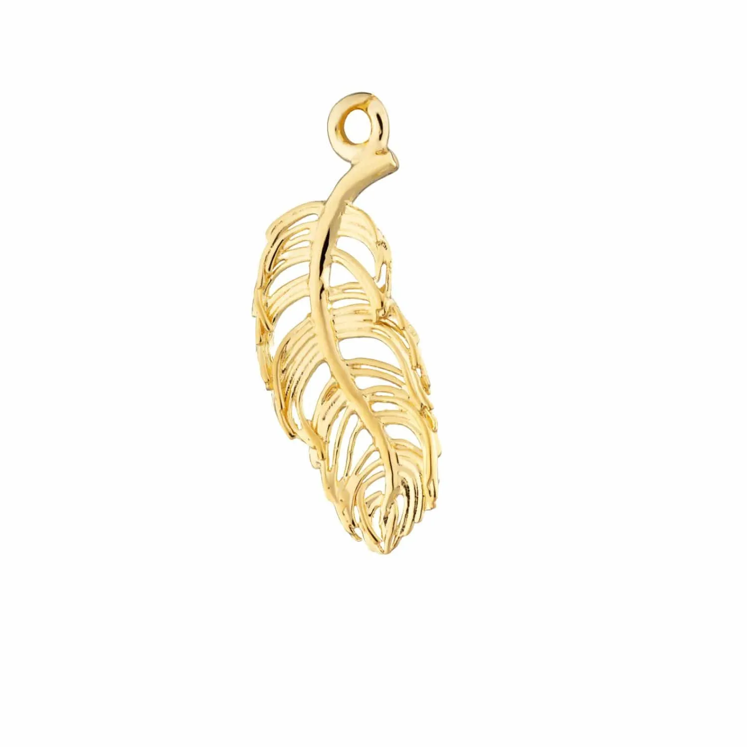 Gold Plated Feather Single Earring Charm sold by Lily Charmed