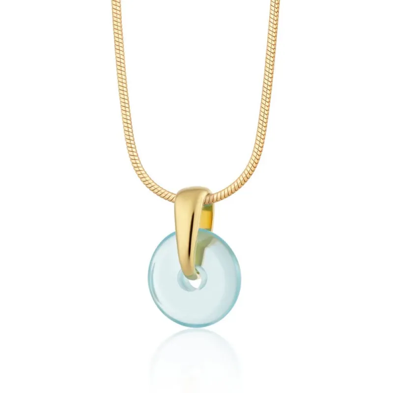 Gold Plated Turquoise Spinning Disc Necklace sold by Lily Charmed