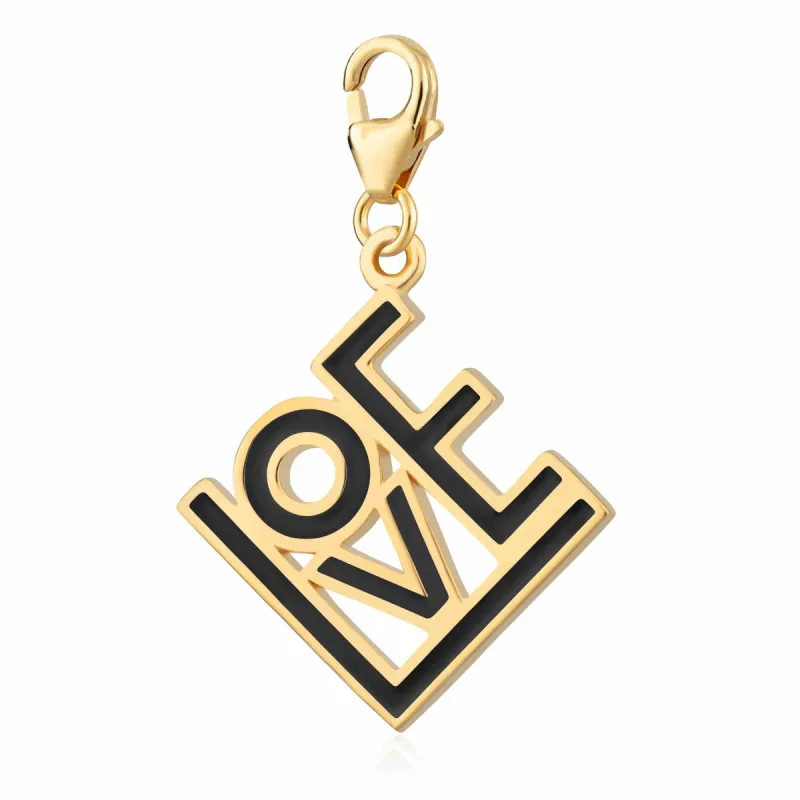 Gold Plated LOVE Charm (Black) sold by Lily Charmed