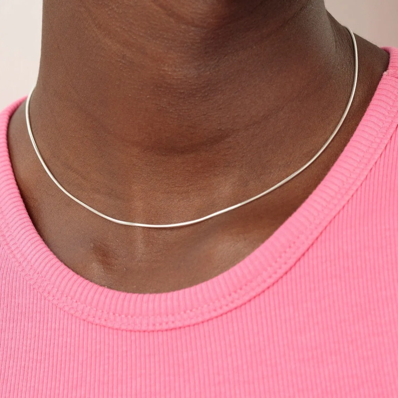 Silver Round Snake Chain Necklace sold by Lily Charmed product image thumbnail 2