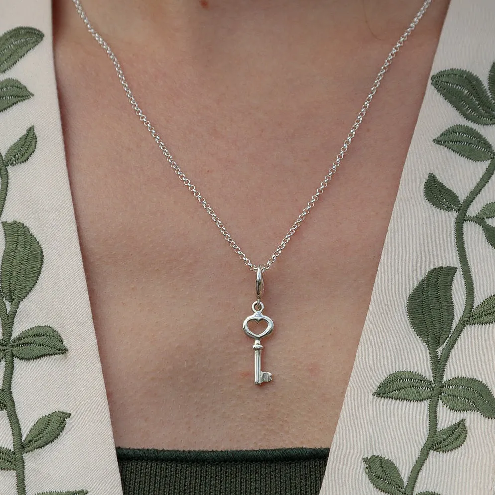 Silver Key Charm Necklace sold by Lily Charmed product image thumbnail 2