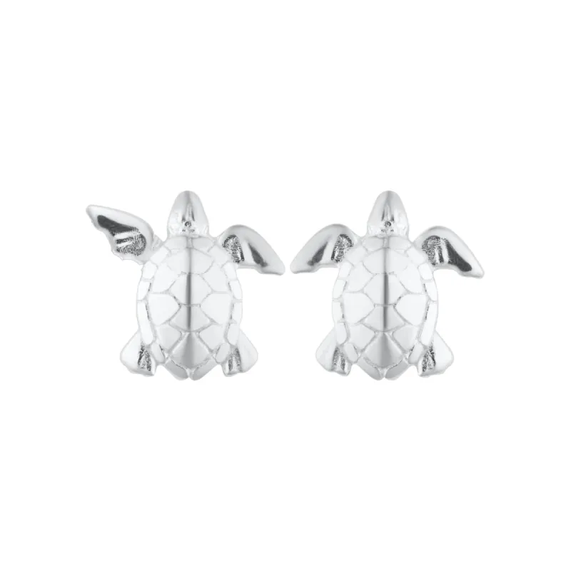 Silver Turtle Stud Earrings sold by Lily Charmed