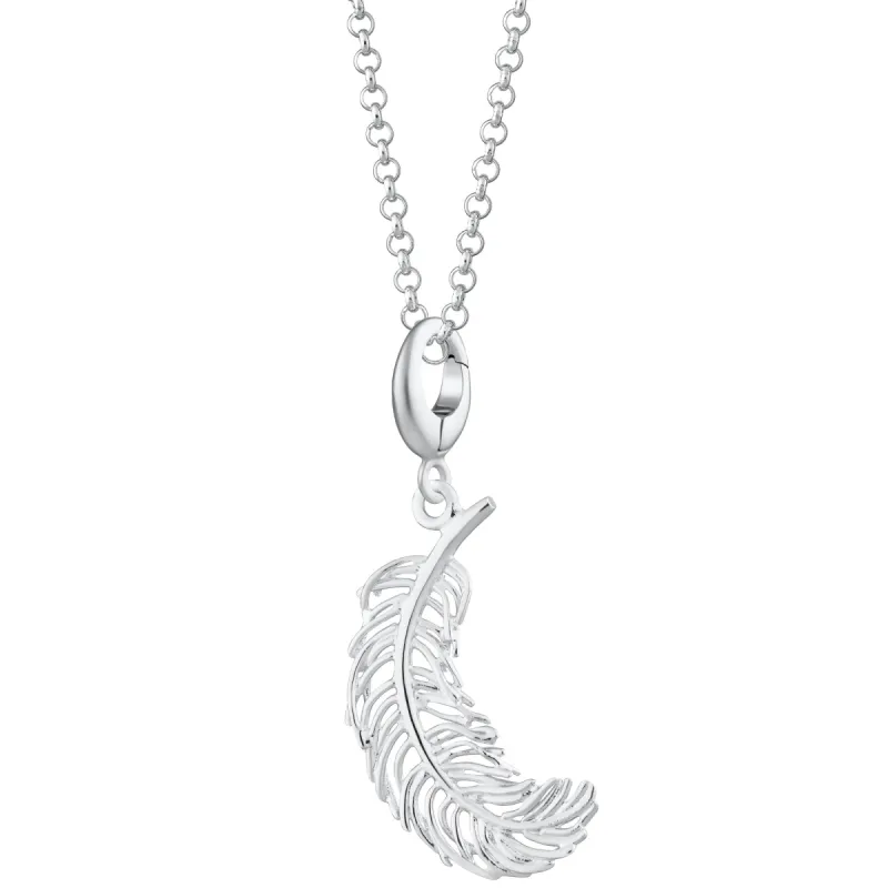 Large Silver Feather Necklace sold by Lily Charmed
