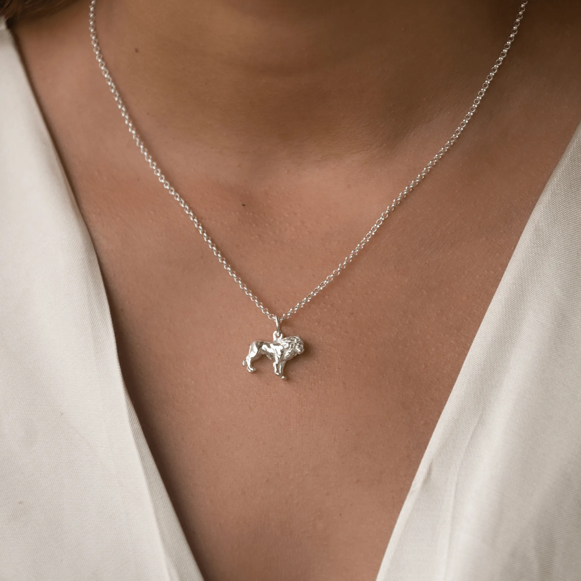 Silver Lion Charm Necklace sold by Lily Charmed product image thumbnail 3