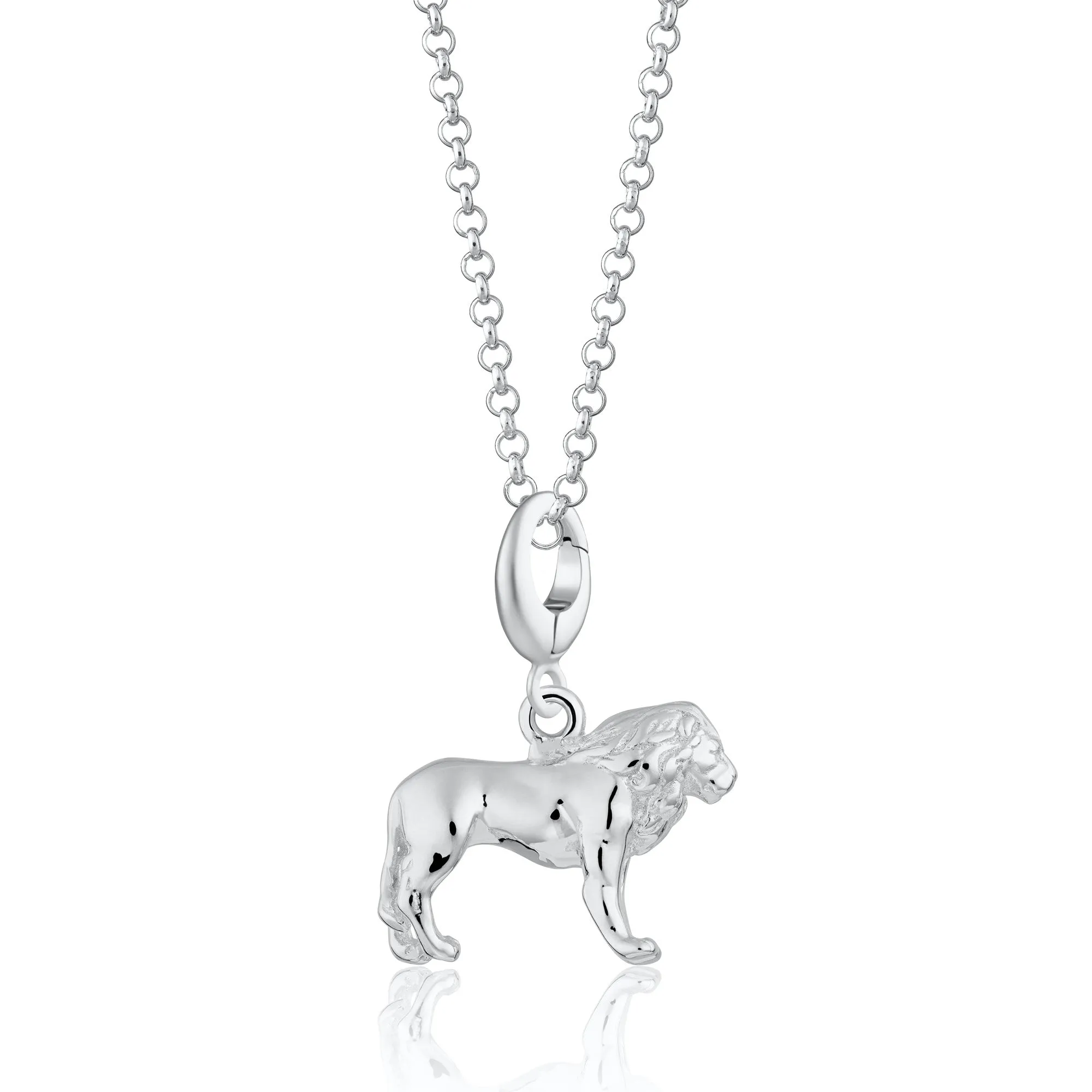 Silver Lion Charm Necklace sold by Lily Charmed
