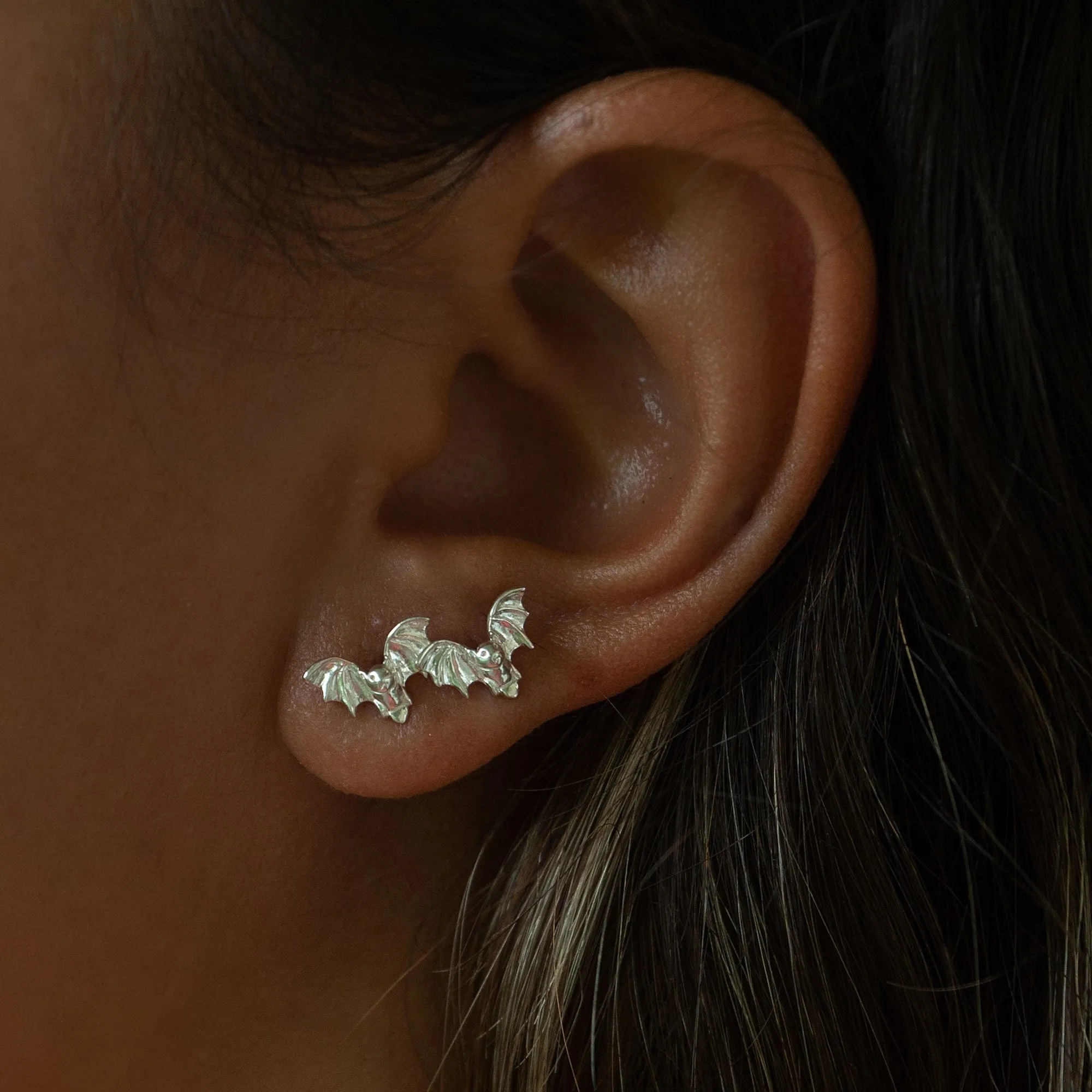 Silver Bat Stud Earrings sold by Lily Charmed product image thumbnail 2