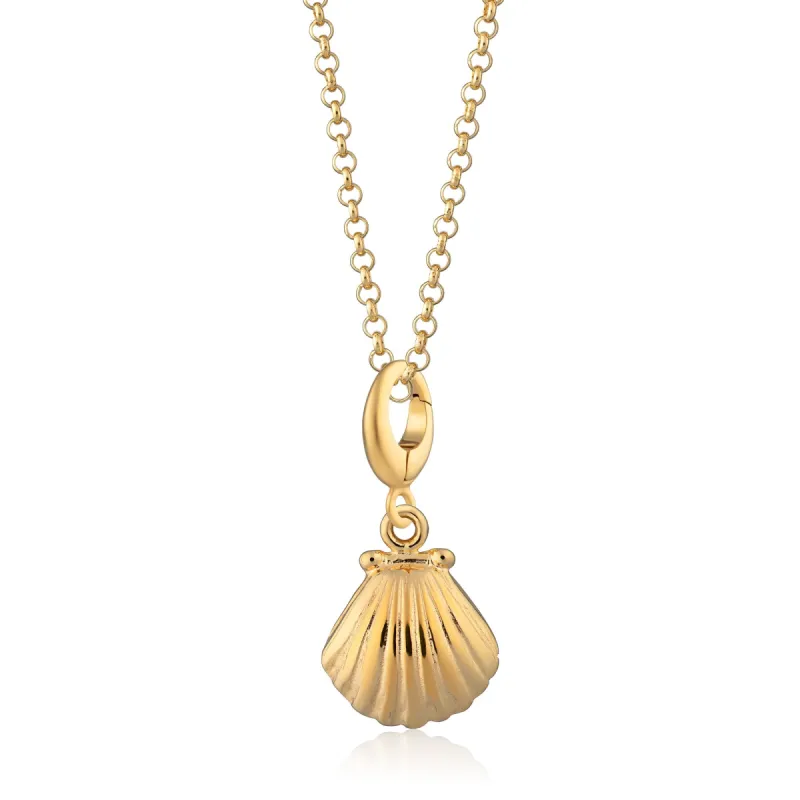 Gold Clam Shell Charm Necklace sold by Lily Charmed