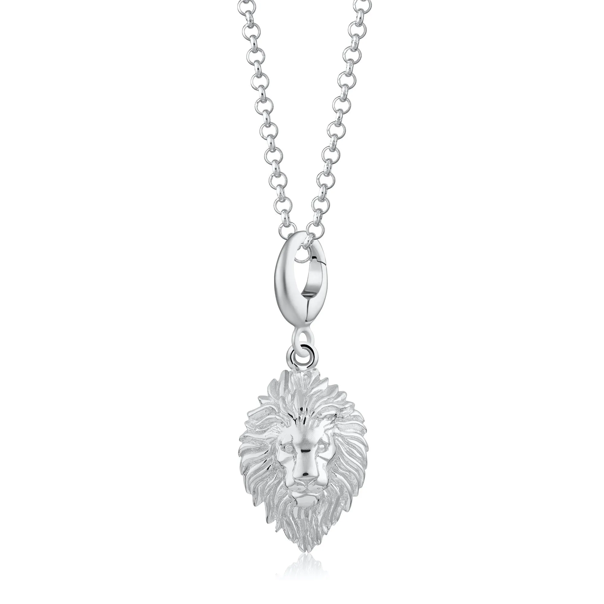 Engraved Silver Lion Head Charm Necklace sold by Lily Charmed