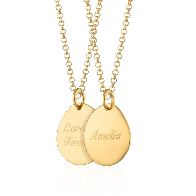 Engraved Gold Pebble Charm Necklace (Medium) sold by Lily Charmed