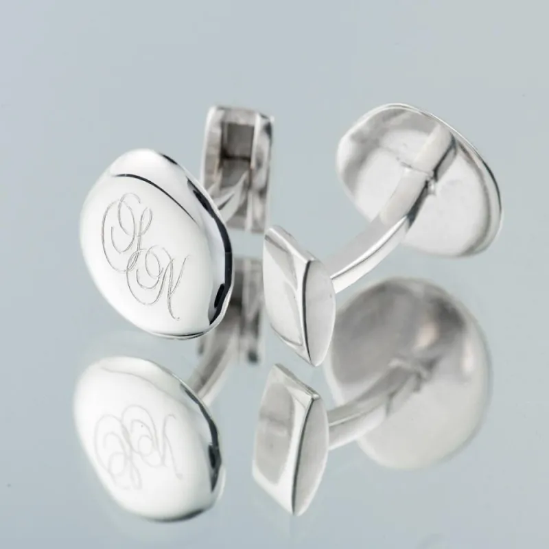 Monogrammed Silver Cufflinks sold by Lily Charmed