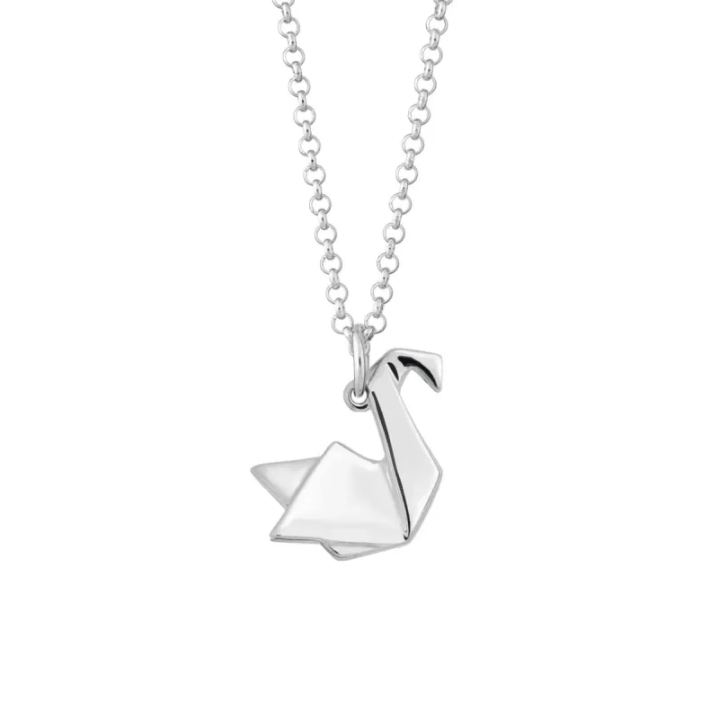Silver Origami Swan Charm Necklace made by Lily Charmed