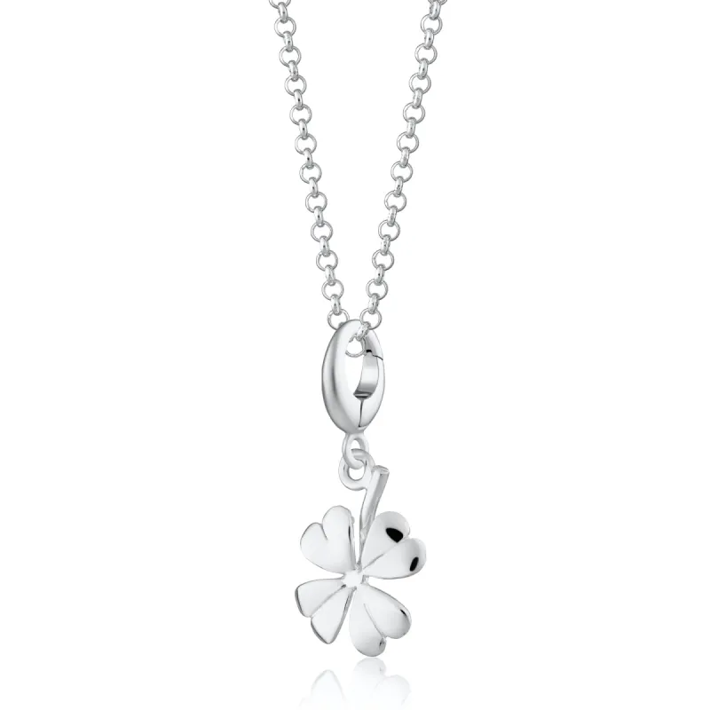 Silver Four Leaf Clover Necklace sold by Lily Charmed