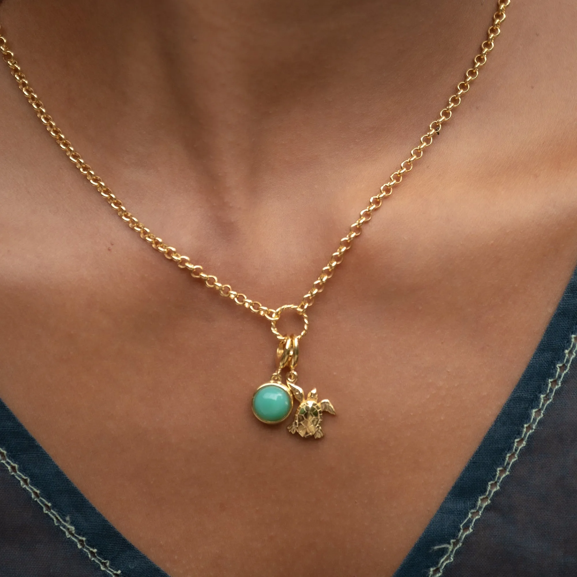 Gold Plated Green Chrysoprase Healing Stone Charm (Happiness) sold by Lily Charmed product image thumbnail 3