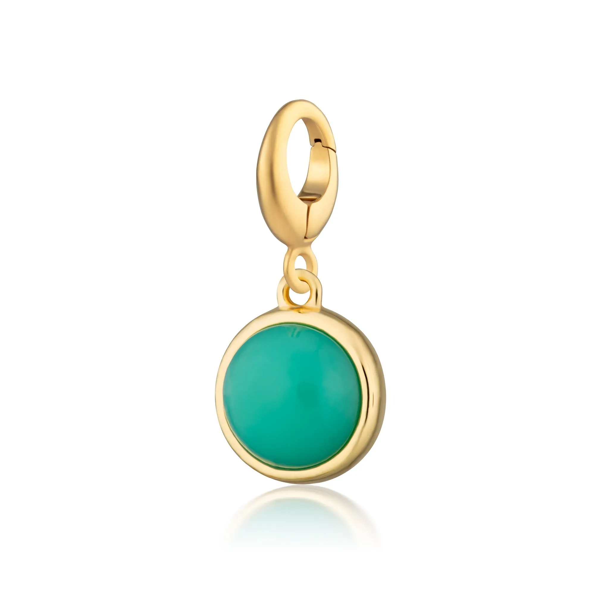 Gold Plated Green Chrysoprase Healing Stone Charm (Happiness) sold by Lily Charmed