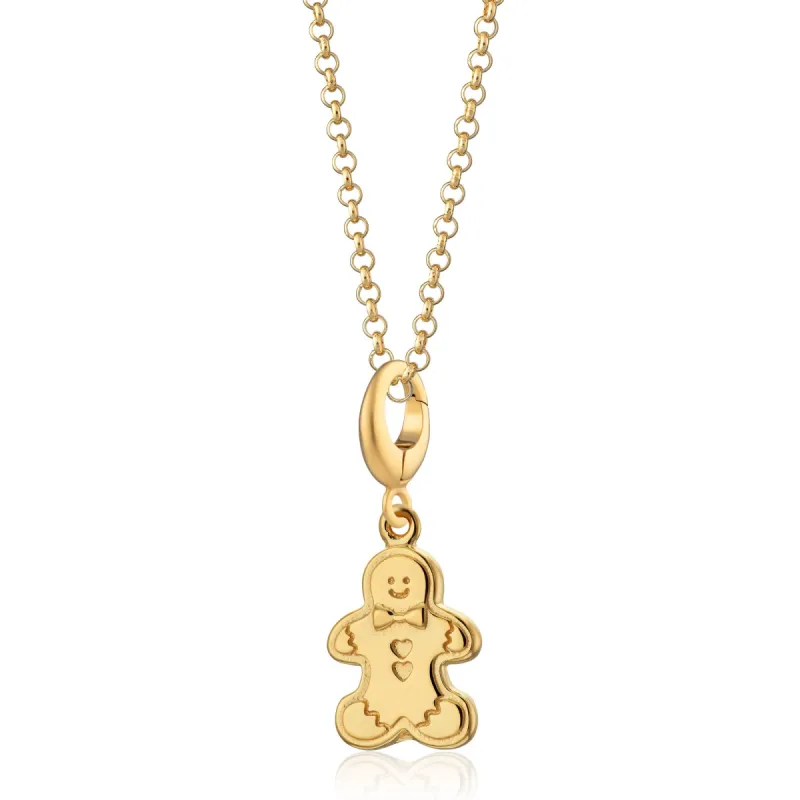 Gold Gingerbread Man Biscuit Charm Necklace sold by Lily Charmed