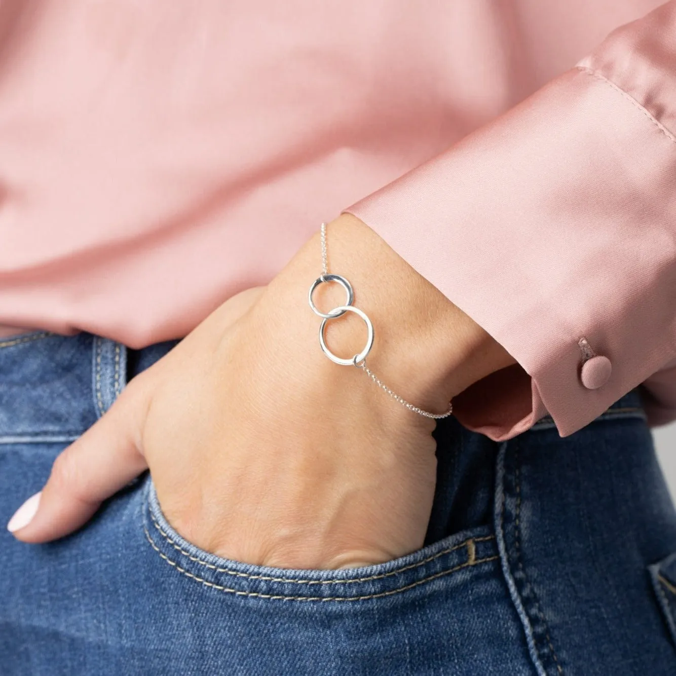 Silver Linked Circles Bracelet sold by Lily Charmed product image thumbnail 2