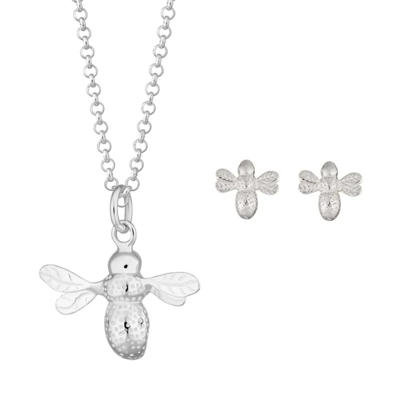 Silver Bee Jewellery Set With Stud Earrings sold by Lily Charmed