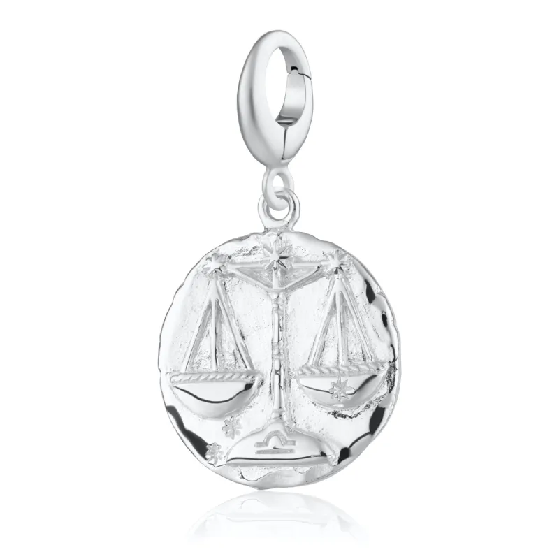 Engraved Silver Libra Zodiac Charm sold by Lily Charmed