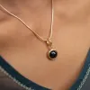 Gold Plated Black Onyx Healing Stone Necklace (Protection) sold by Lily Charmed