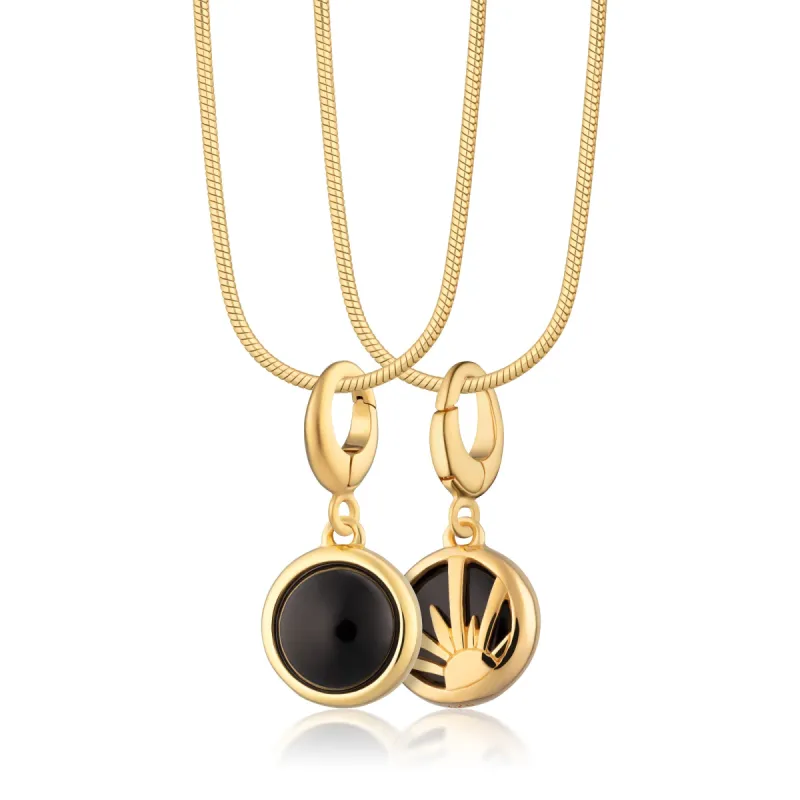 Gold Plated Black Onyx Healing Stone Necklace (Protection) sold by Lily Charmed