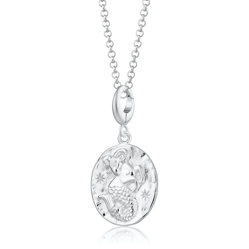 Engraved Silver Capricorn Zodiac Necklace sold by Lily Charmed