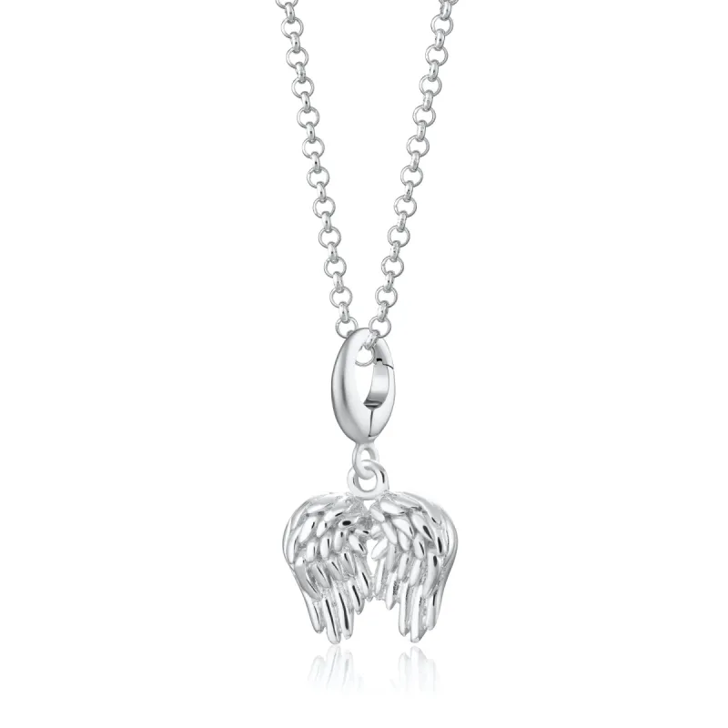Silver Angel Wings Charm Necklace sold by Lily Charmed