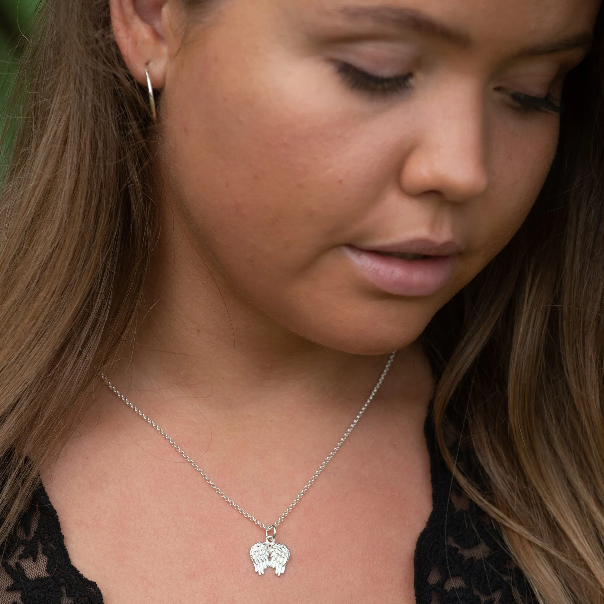 Silver Angel Wings Charm Necklace sold by Lily Charmed product image thumbnail 2