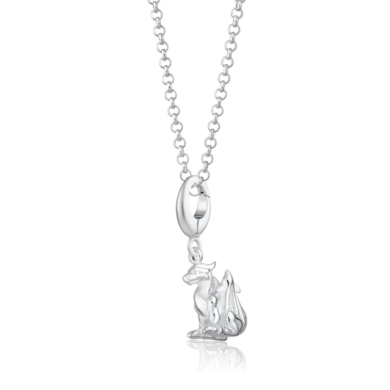 Silver Dragon Charm Necklace sold by Lily Charmed