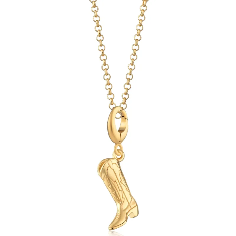 Gold Plated Cowboy Boot Necklace sold by Lily Charmed