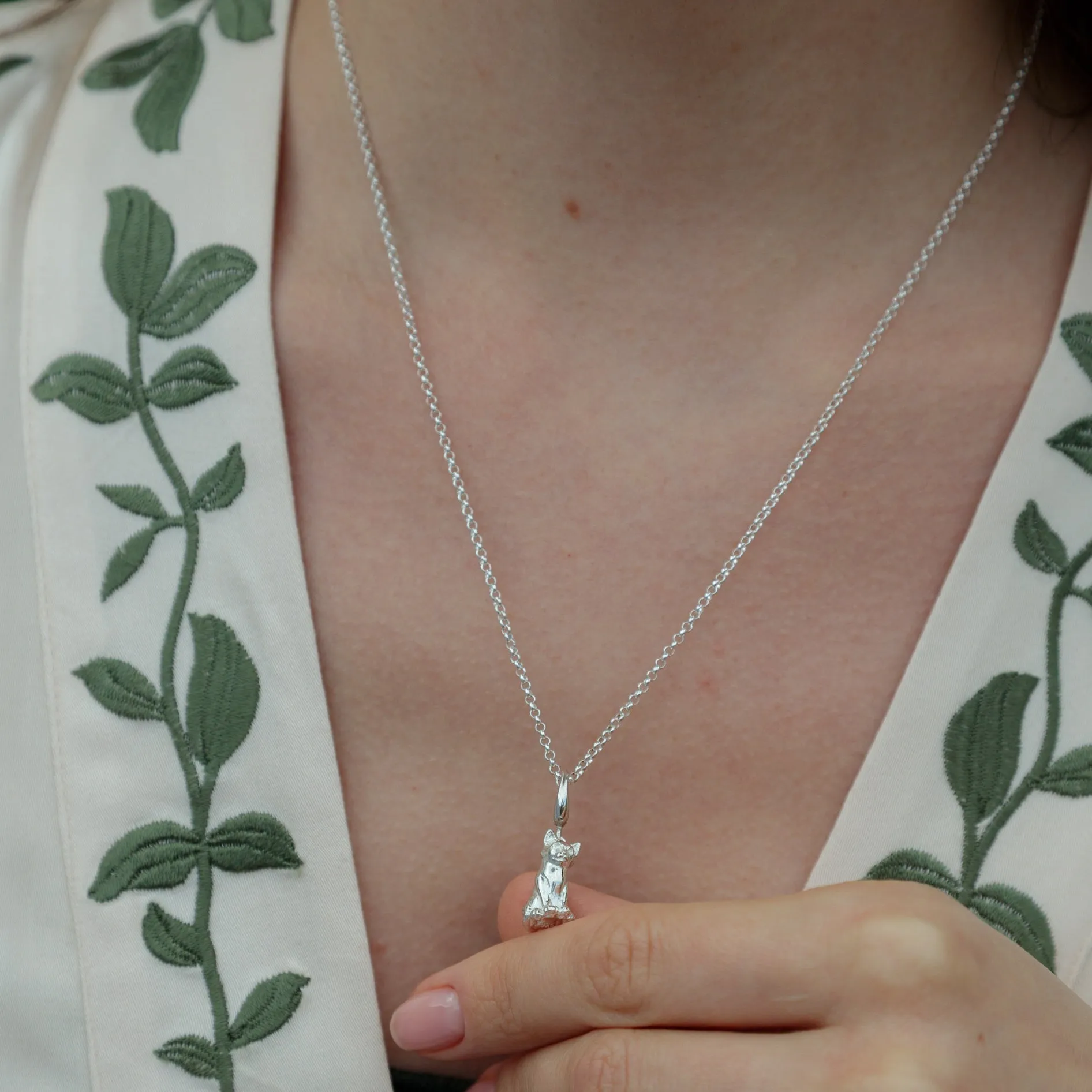 Silver Cat Charm Necklace sold by Lily Charmed product image thumbnail 3