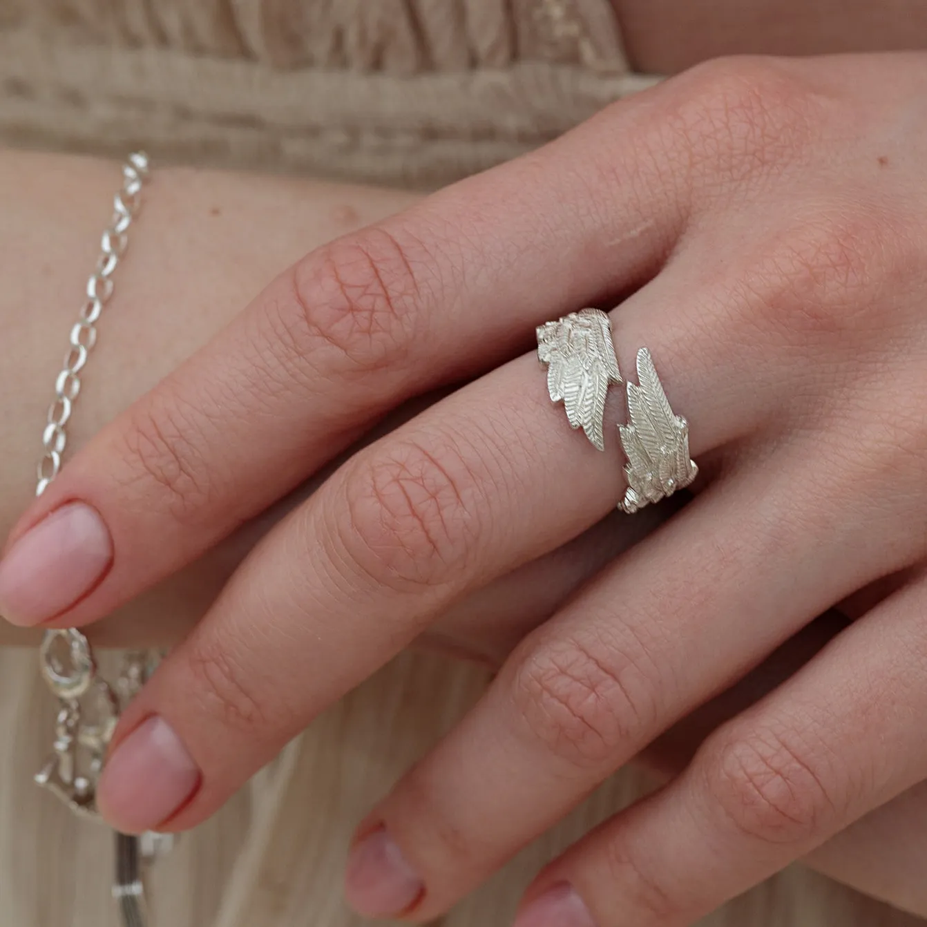 Silver Angel Wing Hug Ring sold by Lily Charmed product image thumbnail 2