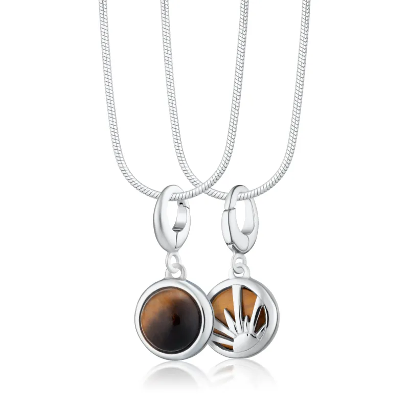 Silver Tigers Eye Healing Stone Charm Necklace (Courage) sold by Lily Charmed