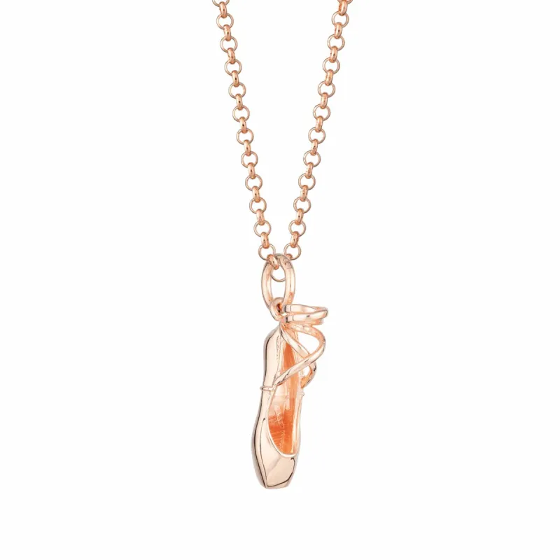 Rose Gold Plated Pointe Ballet Shoe Necklace sold by Lily Charmed