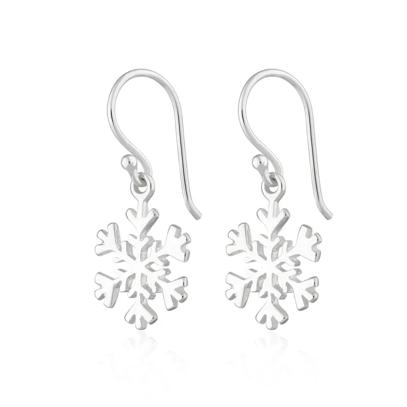 Silver Snowflake Hook Earrings sold by Lily Charmed