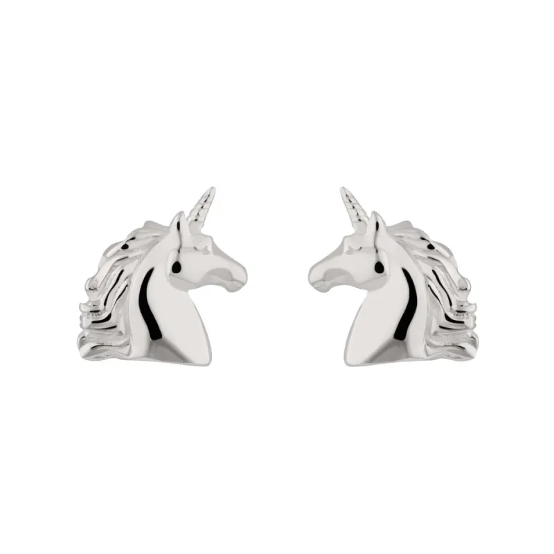 Silver Unicorn Stud Earrings sold by Lily Charmed