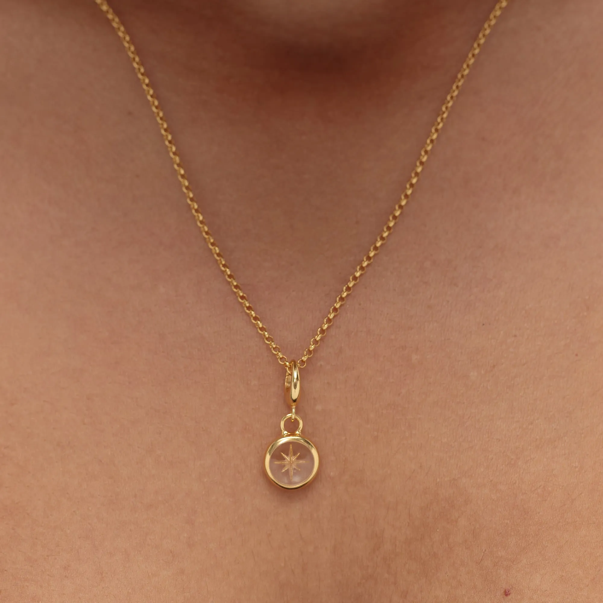 Gold White Star Resin Capture Charm Necklace sold by Lily Charmed product image thumbnail 3