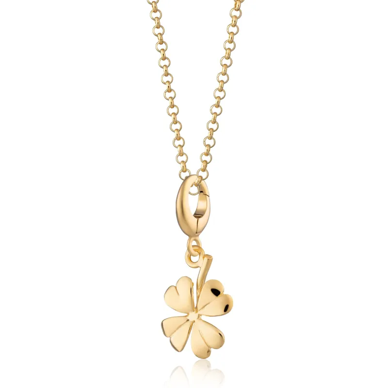 Gold Four Leaf Clover Charm Necklace sold by Lily Charmed