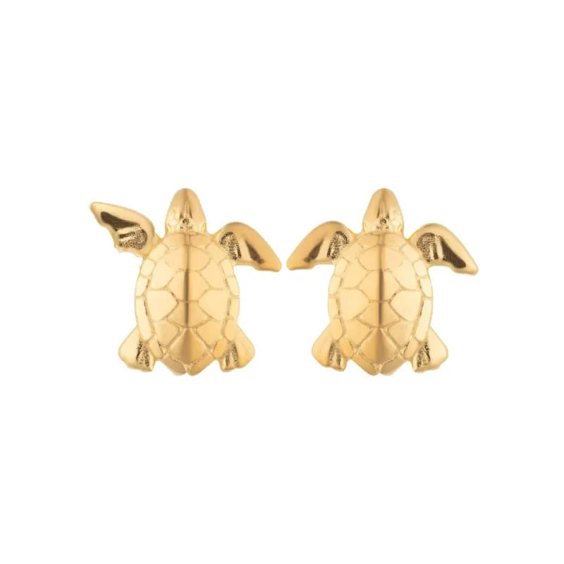 Gold Plated Turtle Stud Earrings sold by Lily Charmed