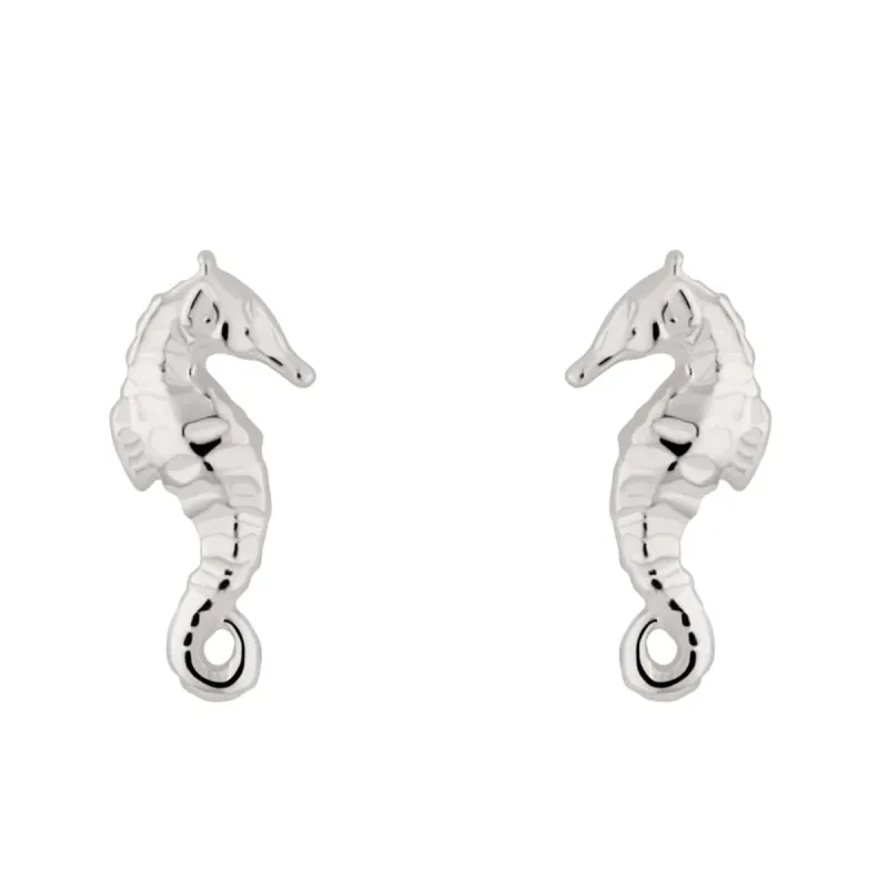 Silver Seahorse Stud Earrings sold by Lily Charmed
