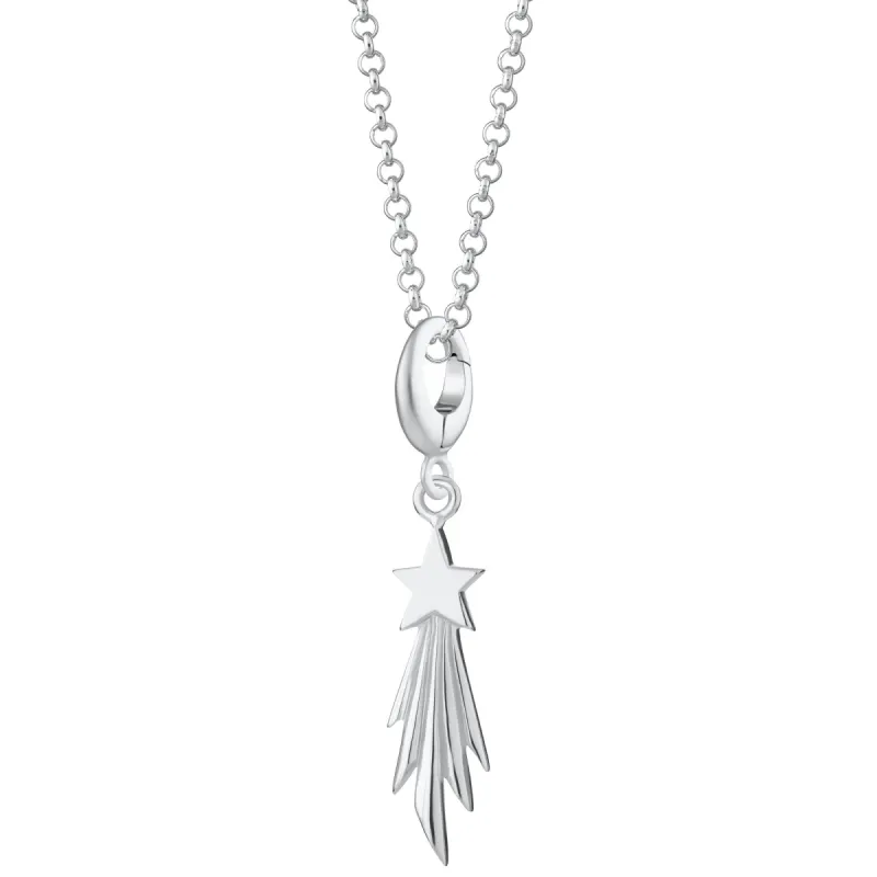 Silver Shooting Star Charm Necklace sold by Lily Charmed