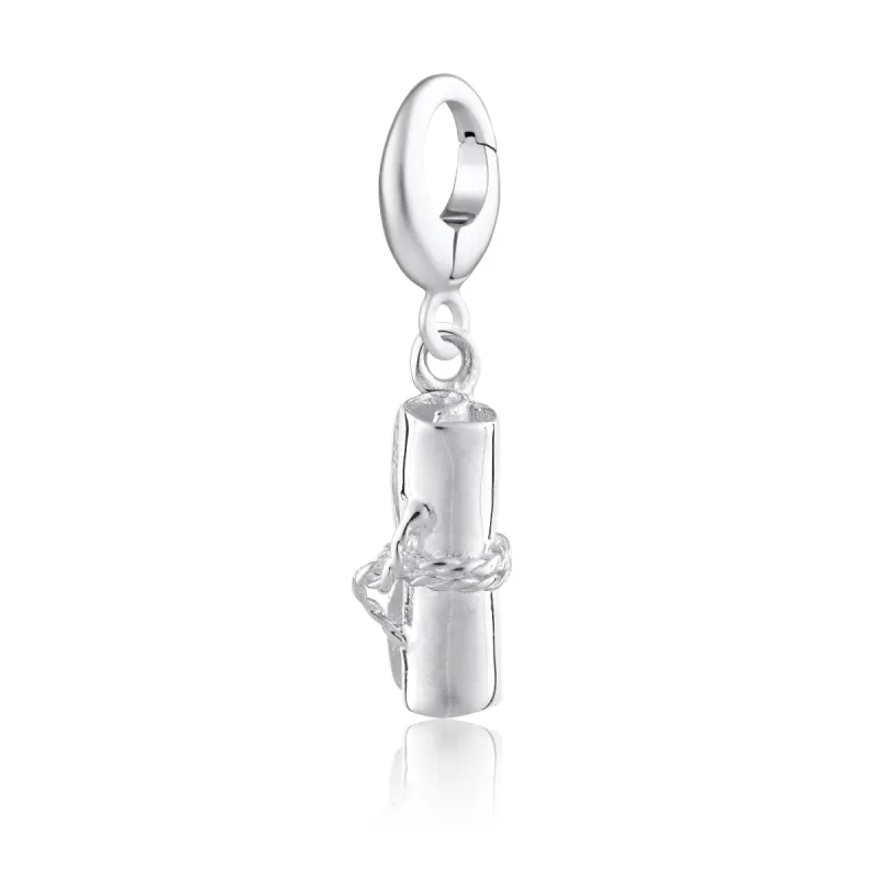 Silver Scroll Graduation Charm sold by Lily Charmed