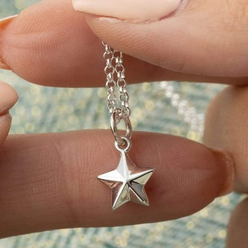 Silver Faceted Star Charm Necklace sold by Lily Charmed product image thumbnail 2