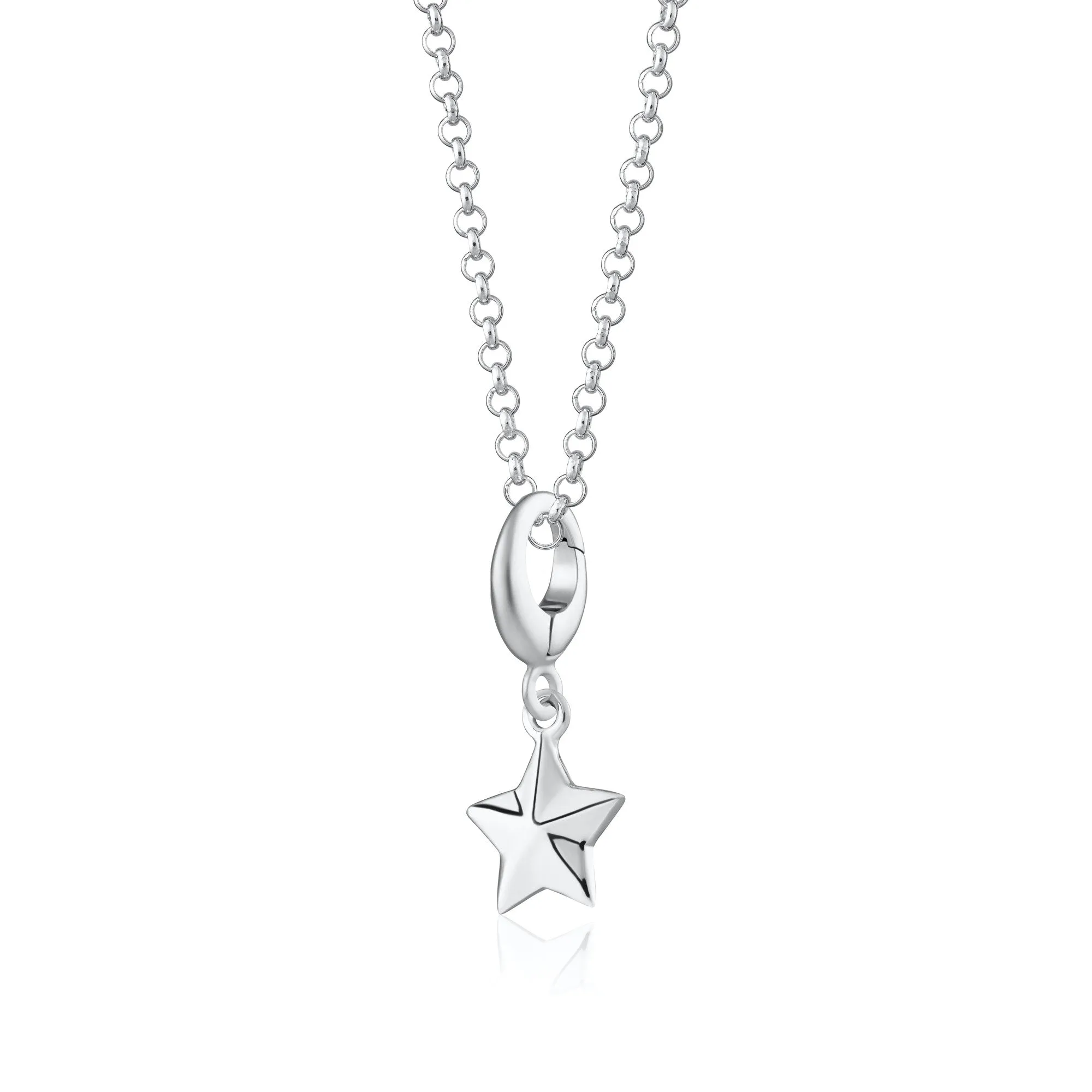 Silver Faceted Star Charm Necklace sold by Lily Charmed