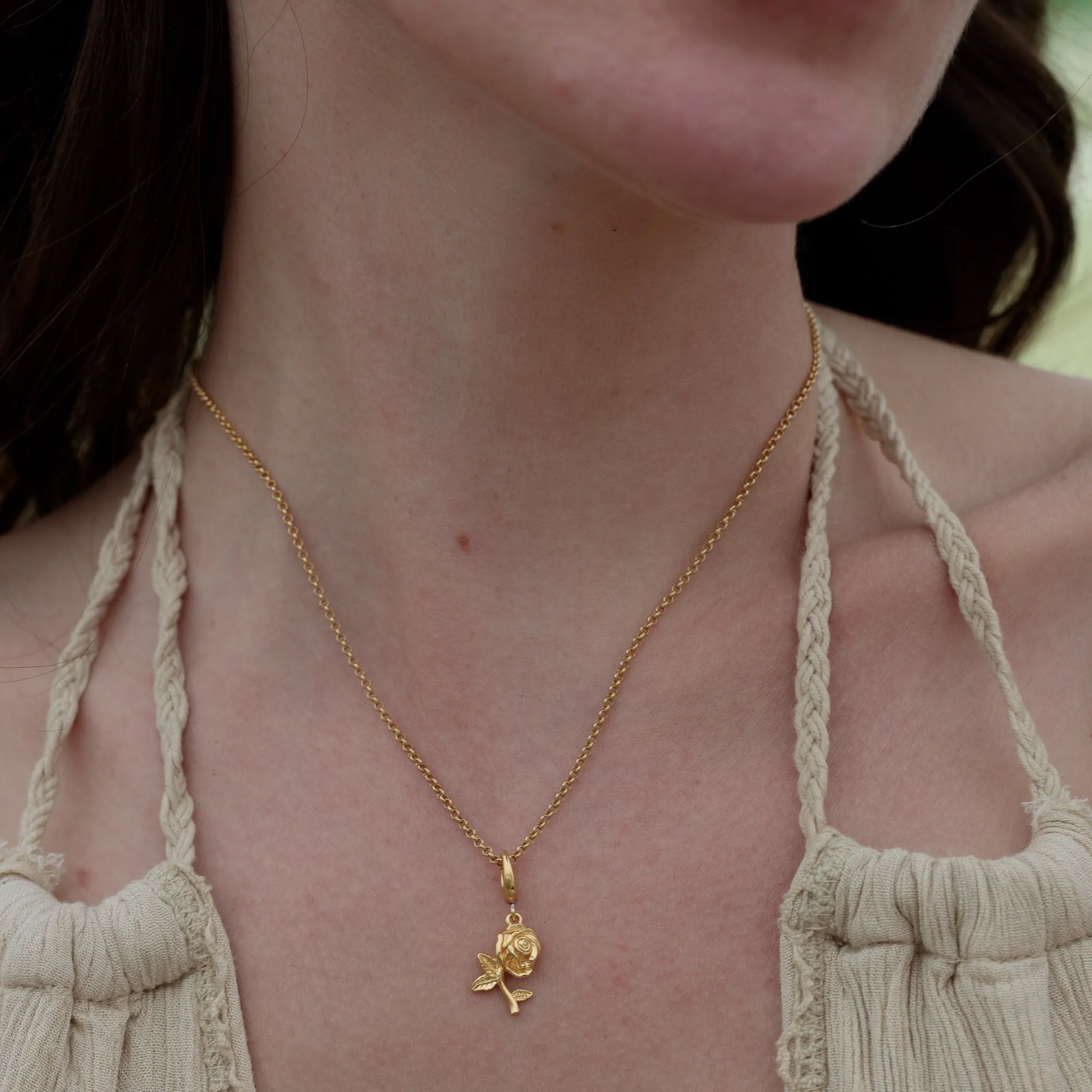 Gold Plated Rose Flower Necklace sold by Lily Charmed product image thumbnail 3