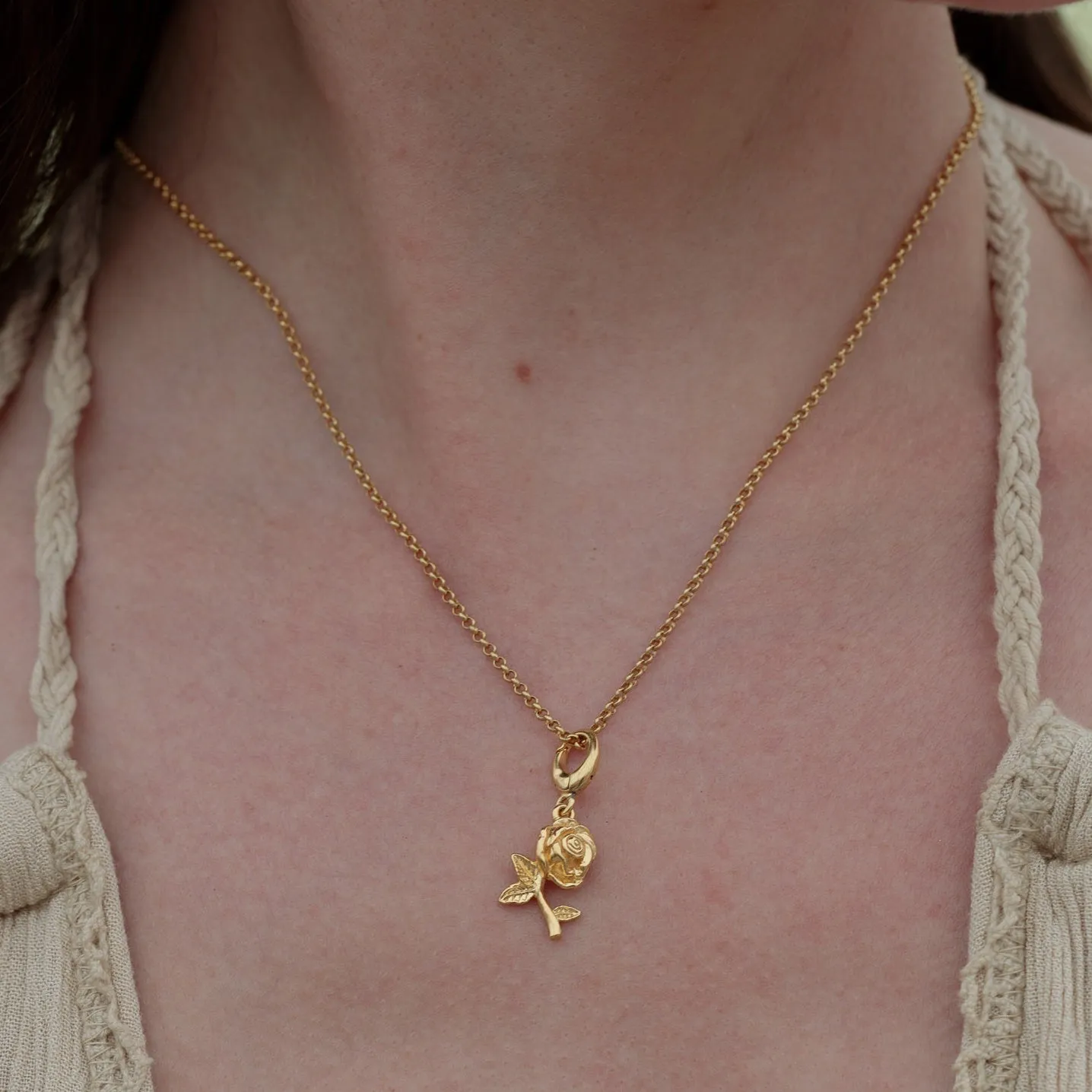 Gold Plated Rose Flower Necklace sold by Lily Charmed product image thumbnail 2