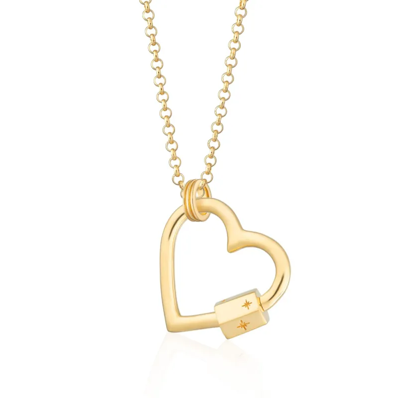 Gold Heart Carabiner Charm Collector Necklace sold by Lily Charmed