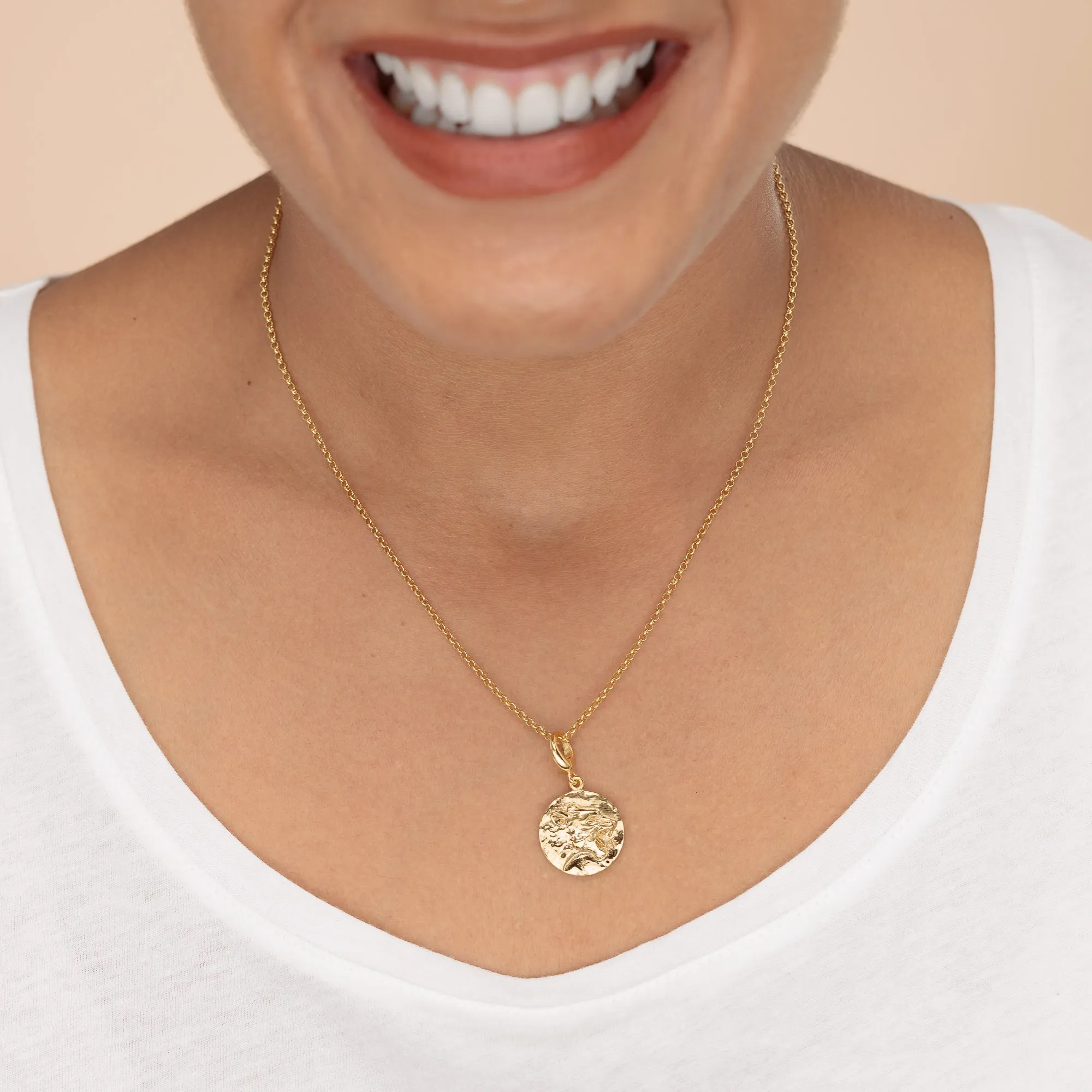 Engraved Gold Leo Zodiac Charm Necklace sold by Lily Charmed product image thumbnail 3