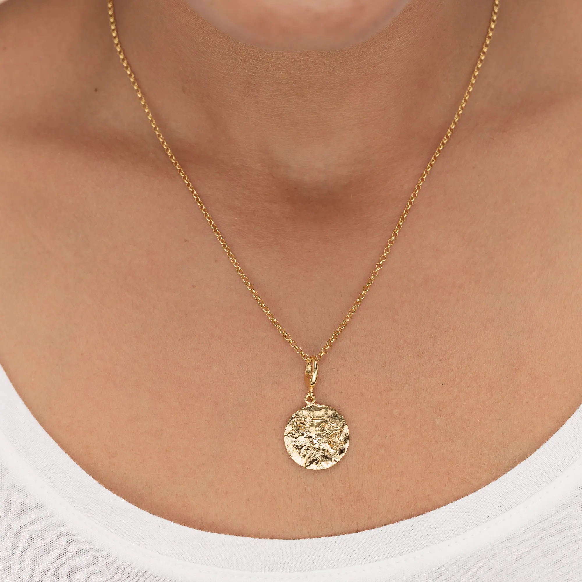 Engraved Gold Leo Zodiac Charm Necklace sold by Lily Charmed product image thumbnail 2