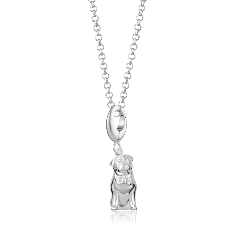Silver Pug Charm Necklace sold by Lily Charmed
