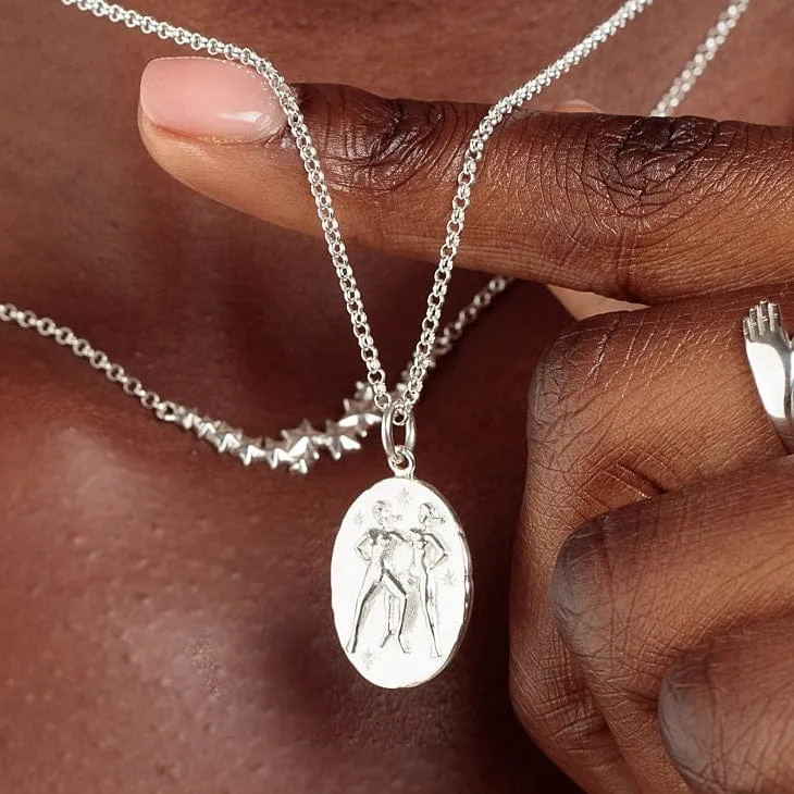 Engraved Silver Gemini Zodiac Charm Necklace sold by Lily Charmed product image thumbnail 2